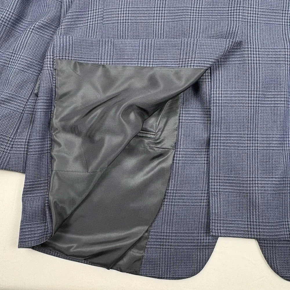 VTG Stafford Executive Hartmarx 100% Wool Sport Coat 46L Navy Glen Plaid USA EUC